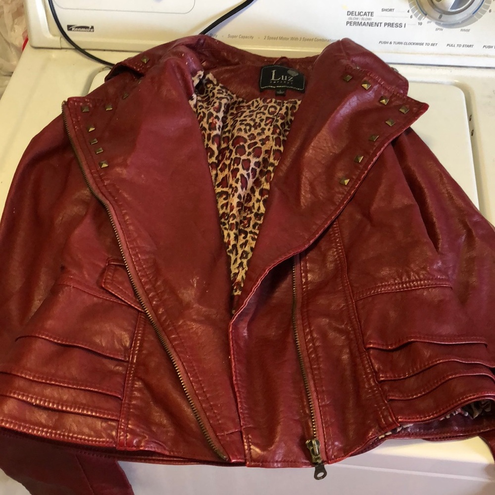 Luz pleather red Moto jacket